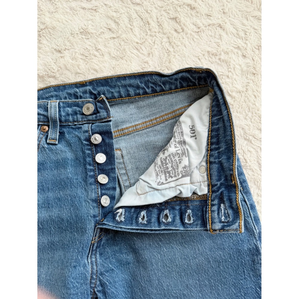 Levis 501 Original Fit Jeans Straight Leg Worn In Medium Indigo Wash Womens 27 - Picture 5 of 13